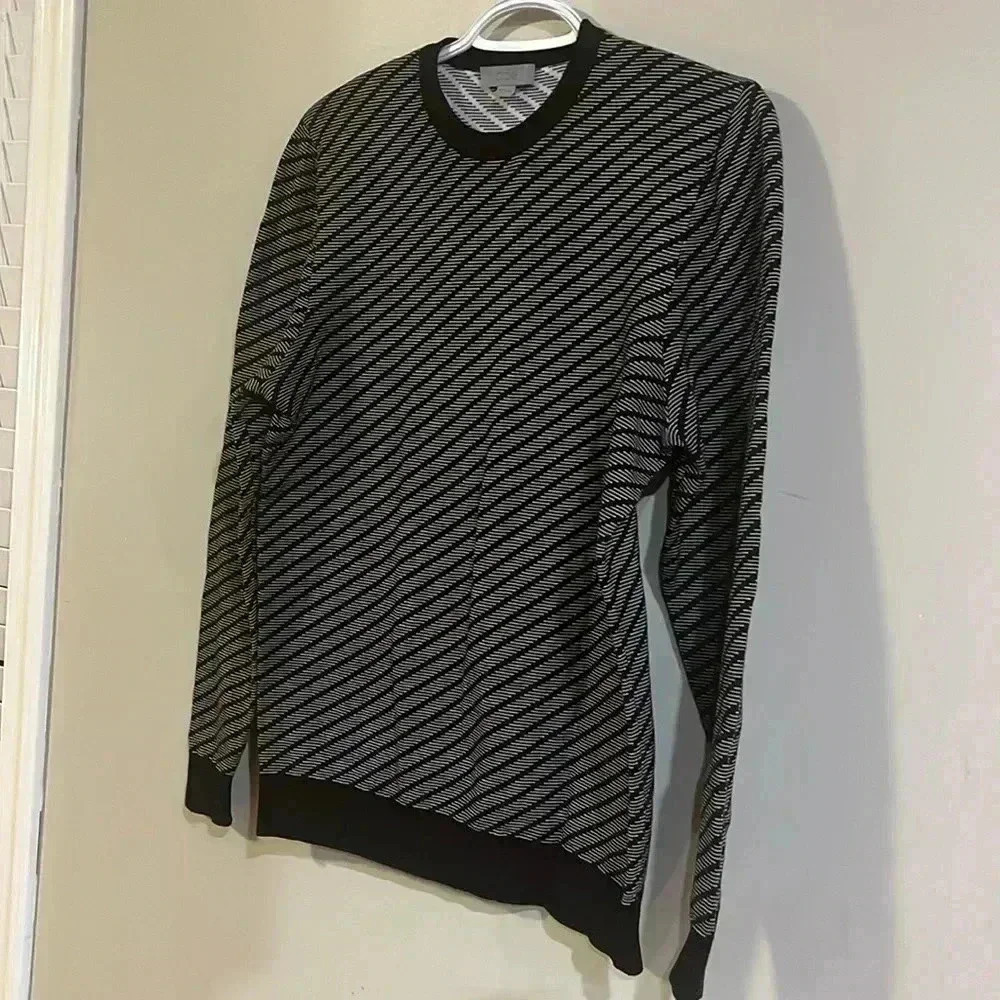 [S]COS Blue/White  Diagonal Stripes Pull Over Cotton Sweater
